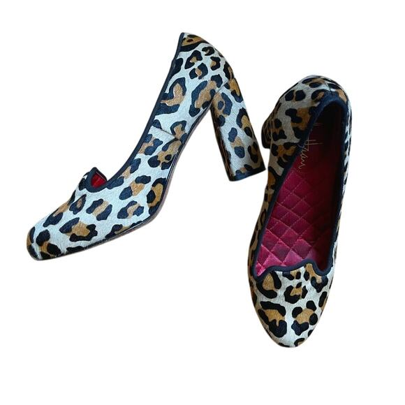 Cole Haan Calf Hair Leopard Block Heel Loafers Size 6 - Picture 2 of 5